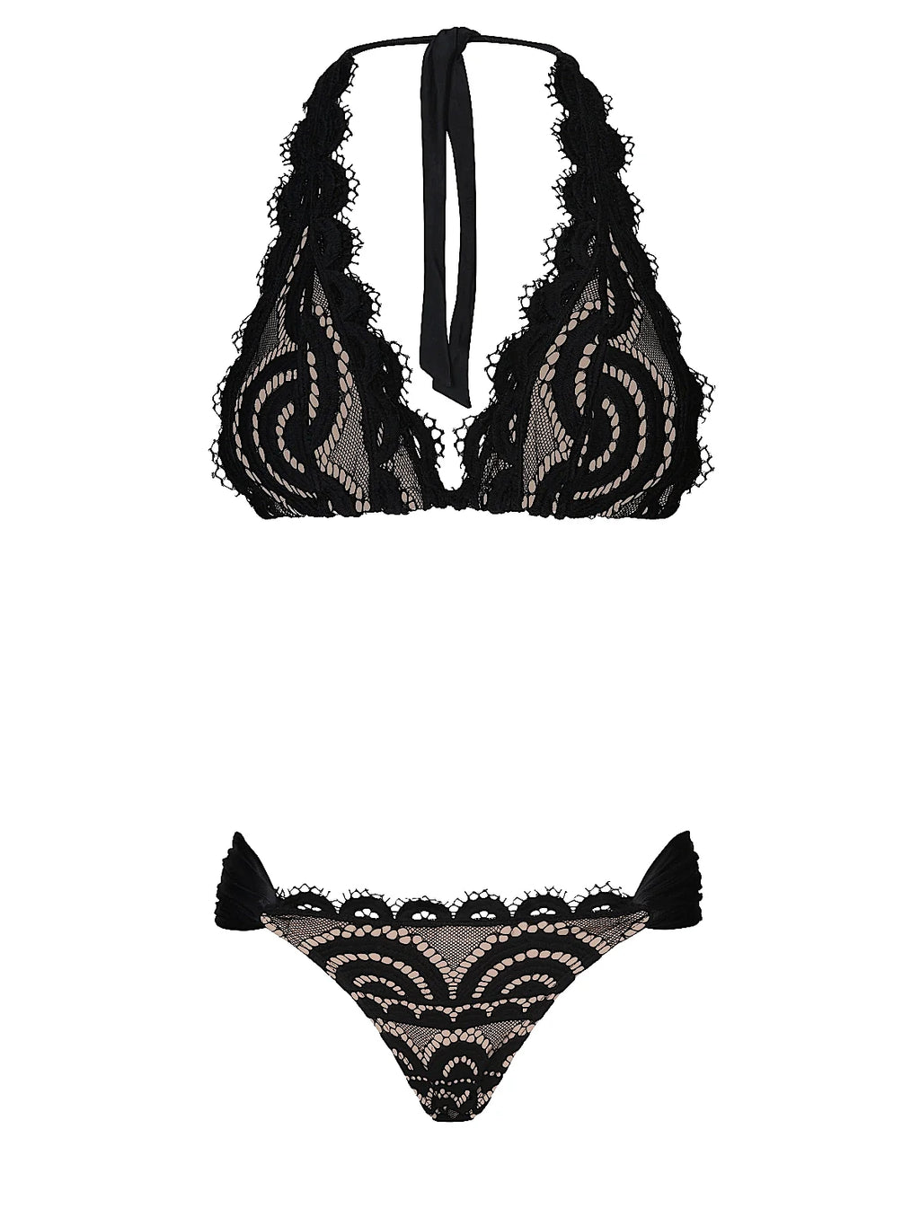 Lace Halter-Lace Fanned Bikini