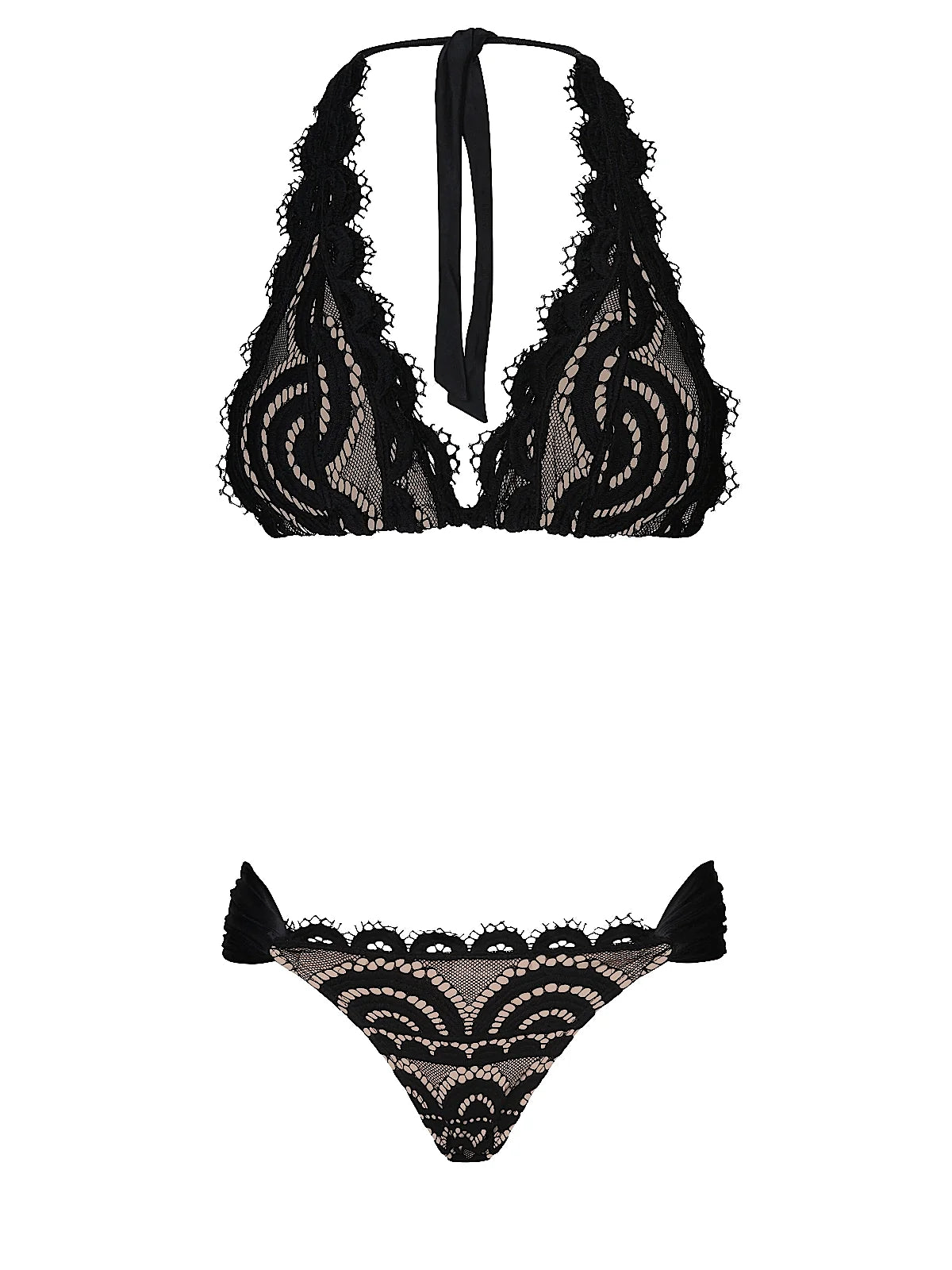 Lace Halter-Lace Fanned Bikini