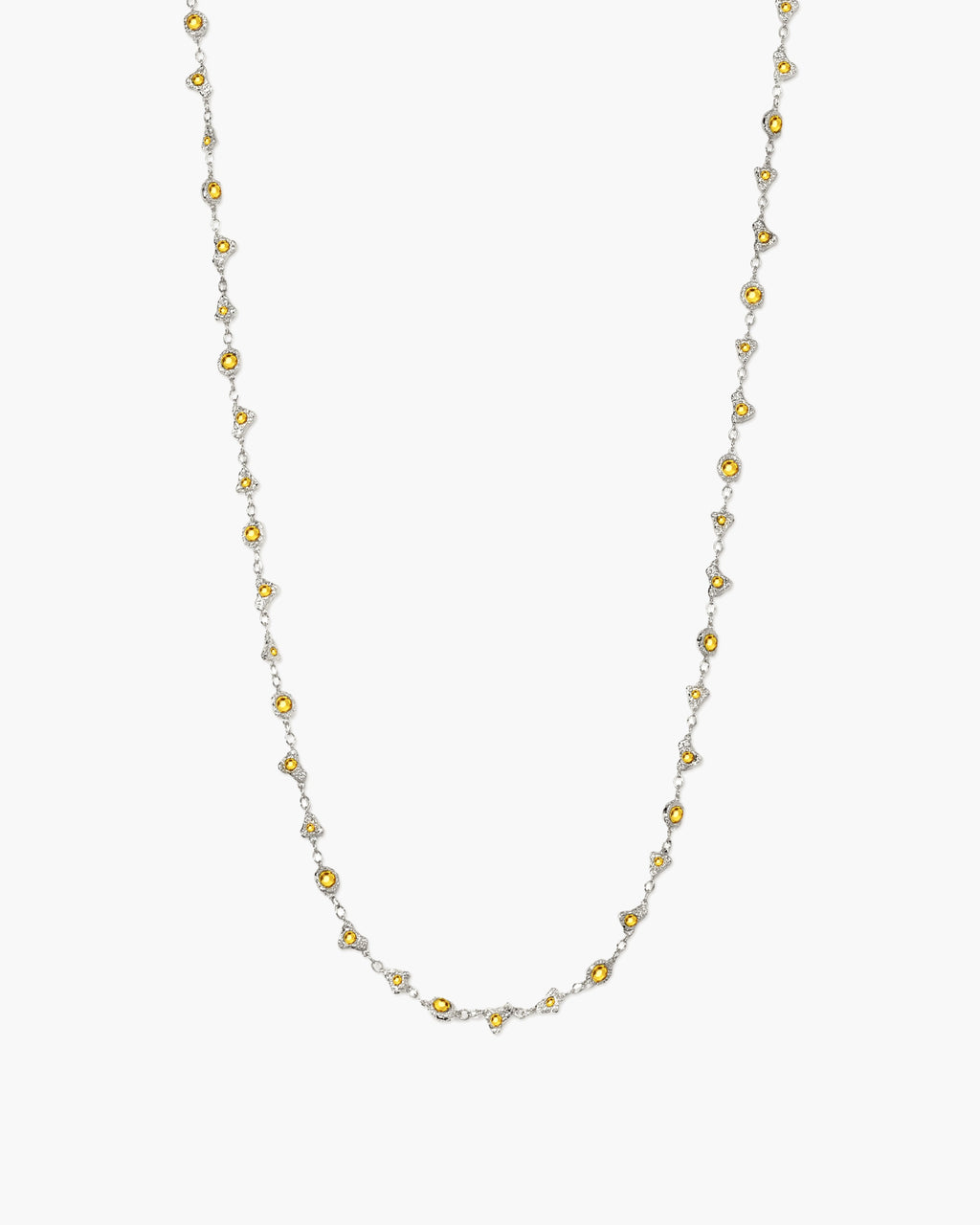 Lemon Crystal Long Chain in Silver