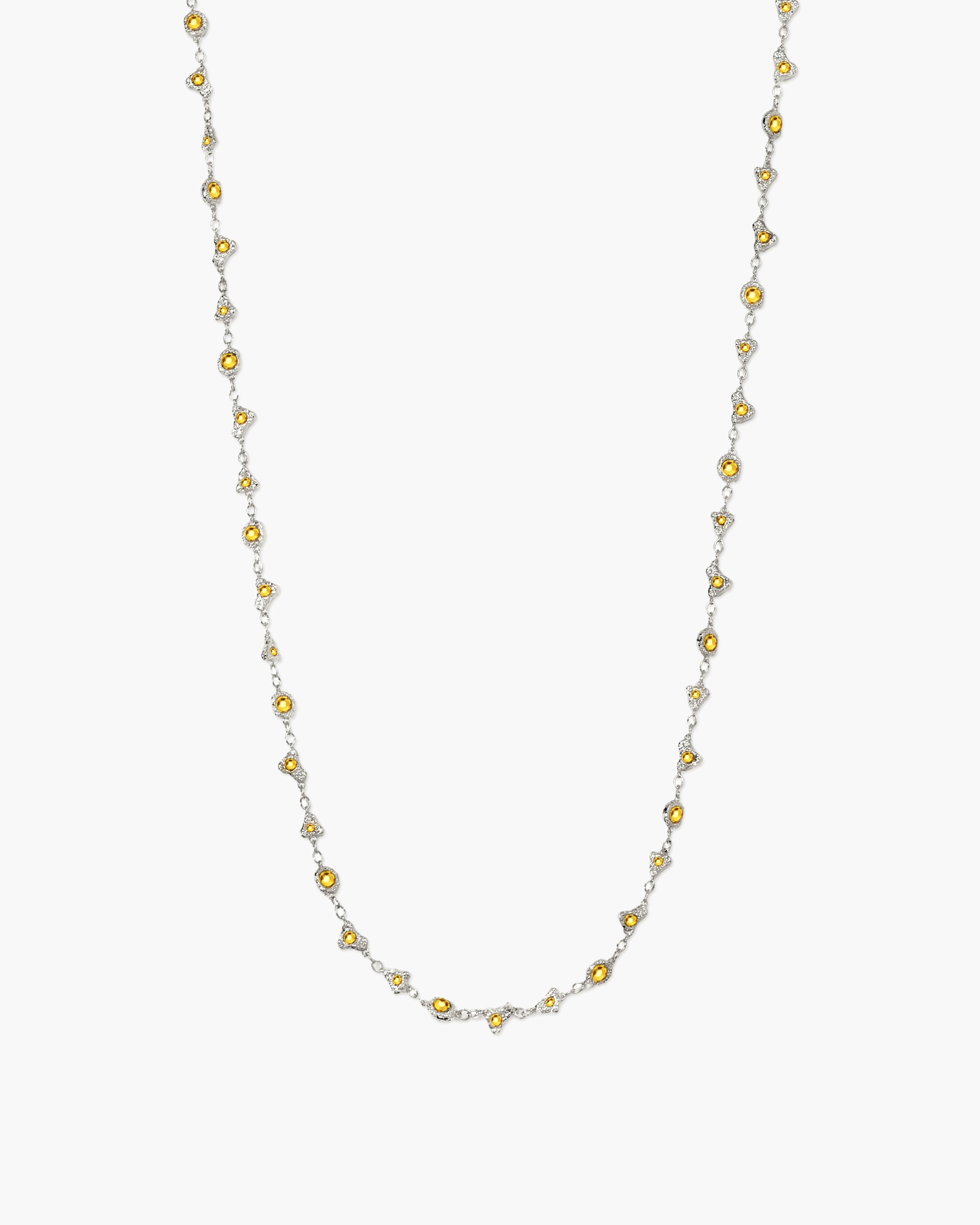 Lemon Crystal Long Chain in Silver