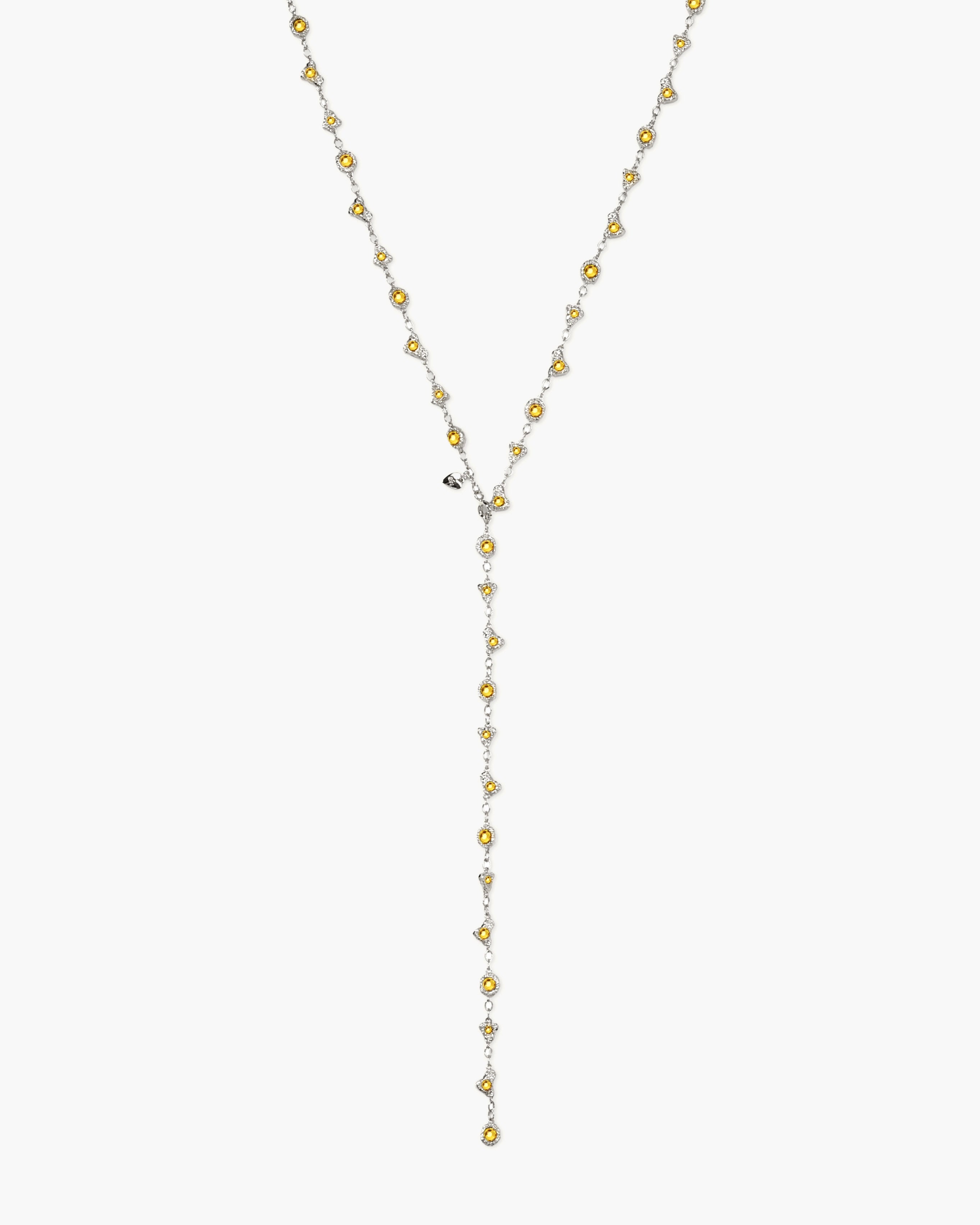 Lemon Crystal Long Chain in Silver
